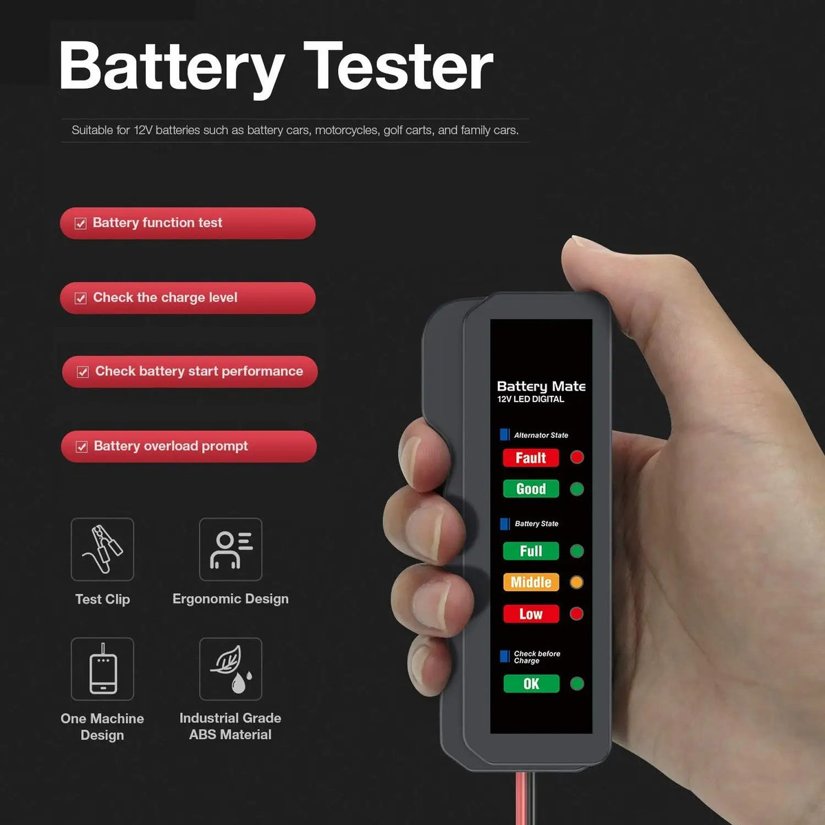 12V car battery tester